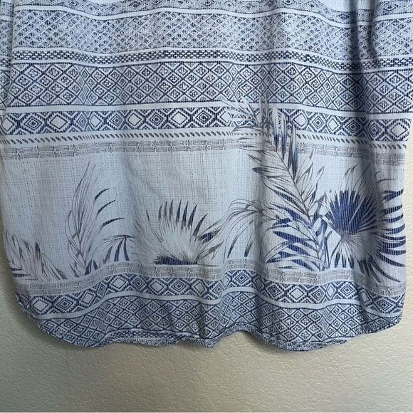 Tommy Bahama Relax Lyocell Blend Blue Button Down Shirt Aztec Tropical Print XXL - Picture 11 of 14